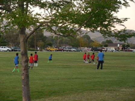 Photo of children playing soccer at Mills Park